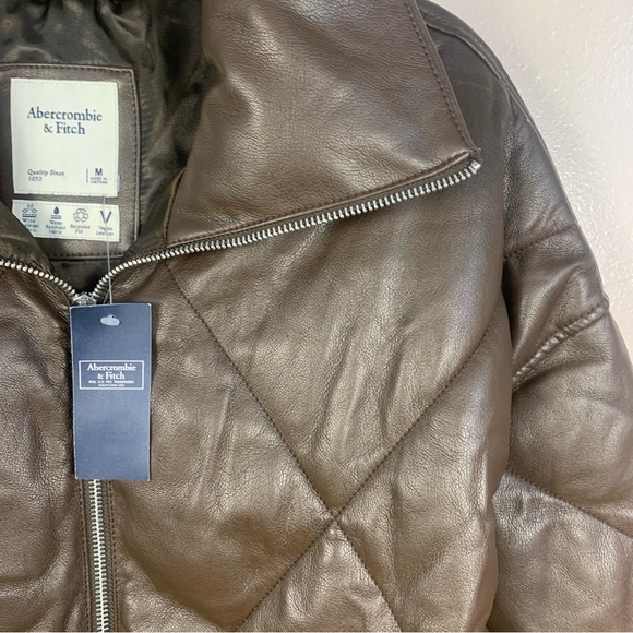 Abercrombie and Fitch Vegan Leather Puffer Quilted Jacket - Picture 3 of 16